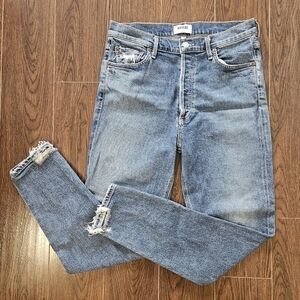 AGOLDE Light Wash Blue Distressed Jeans with Button Fly Size 29